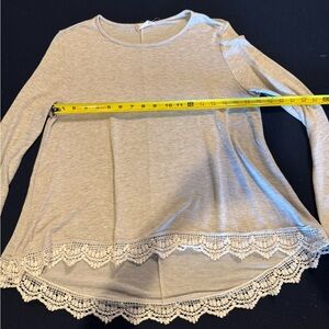 Beige Long Sleeve Top with Lace Hem by Alter’d State Sz S